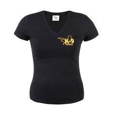 T-shirt en coton pour femme à col V noir