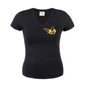 T-shirt en coton pour femme à col V noir